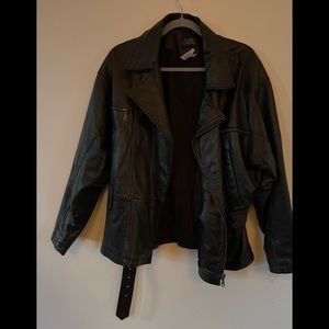 Black leather Boutique Europa vintage biker jacket.